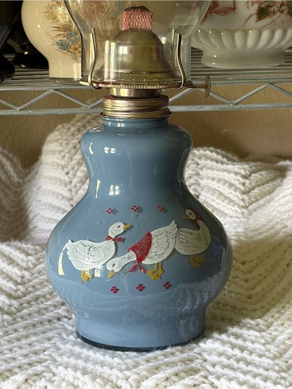 Vintage Kadaan Blue Goose Oil Lamp - Home Accents